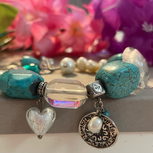 Silpada Turquoise Charm Girlfriends’ 2011 conference Stretch Bracelet - Picture 12 of 16